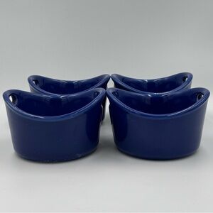 Rachael Ray Cobalt Blue 10oz Stoneware Ramekin Baking Dishes Set of 4